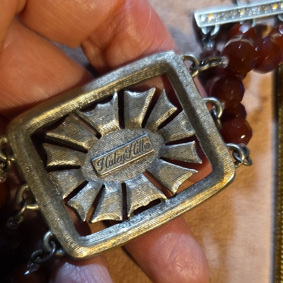 Haley Hill Silver and Burgandy Faceted Beaded Bracelet - Picture 5 of 6